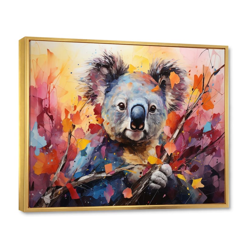 Designart "Koala Koalas Serenity Collage II" Animals Framed Wall Art Living Room Bed Bath